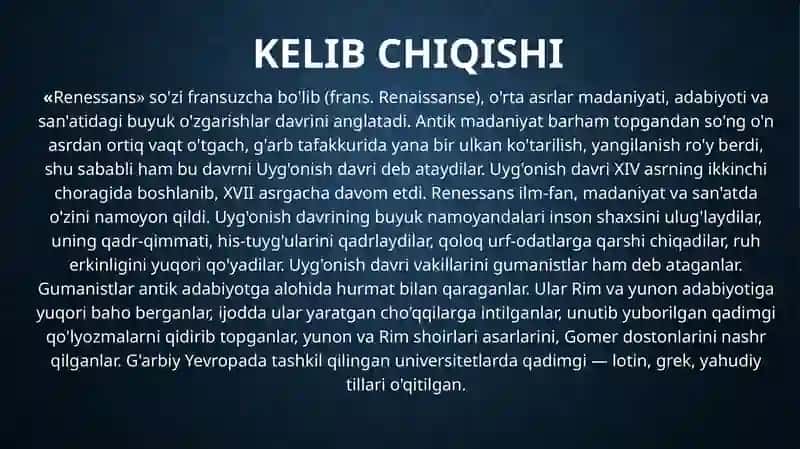 Yevropada uyg’onish davri adabiyotlari 3