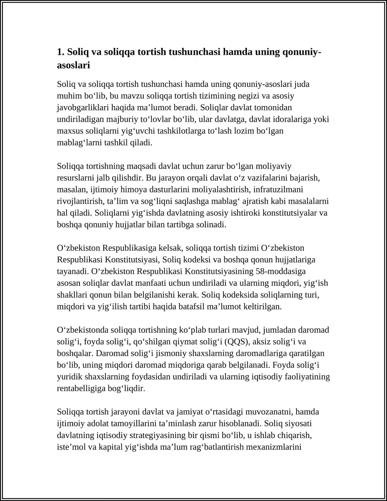 SOLIQLAR VA SOLIQQA TORTISH FANINING PREDMETI, MAZMUNI VA PRINSIPLARI 3