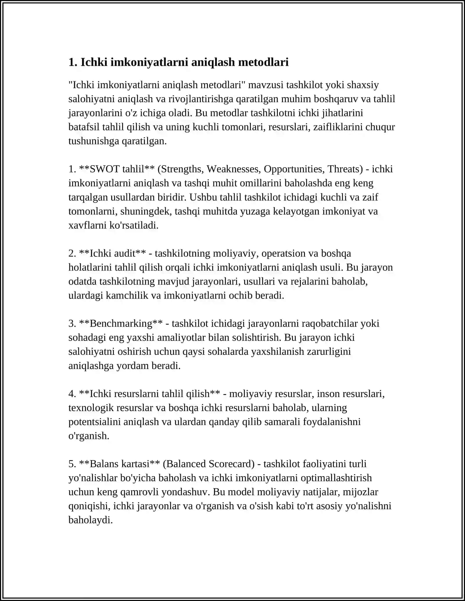 ICHKI IMKONIYATLAR VA KUCHLI TOMONLARNI ANIQLASH 3