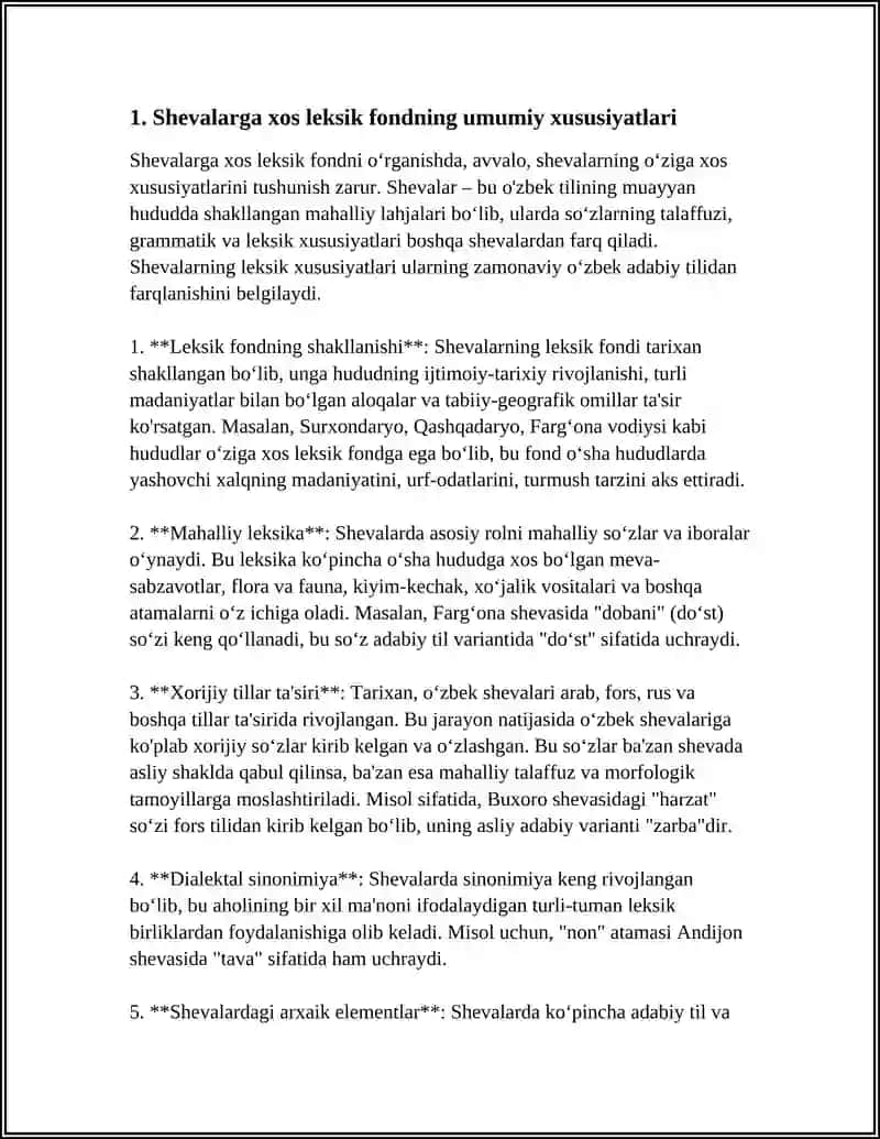 SHEVALARGA XOS MATNLARNING LEKSIK XUSUSIYATLARI 3