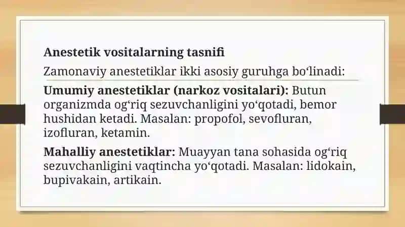 Zamonaviy anesteziya vositalari 3