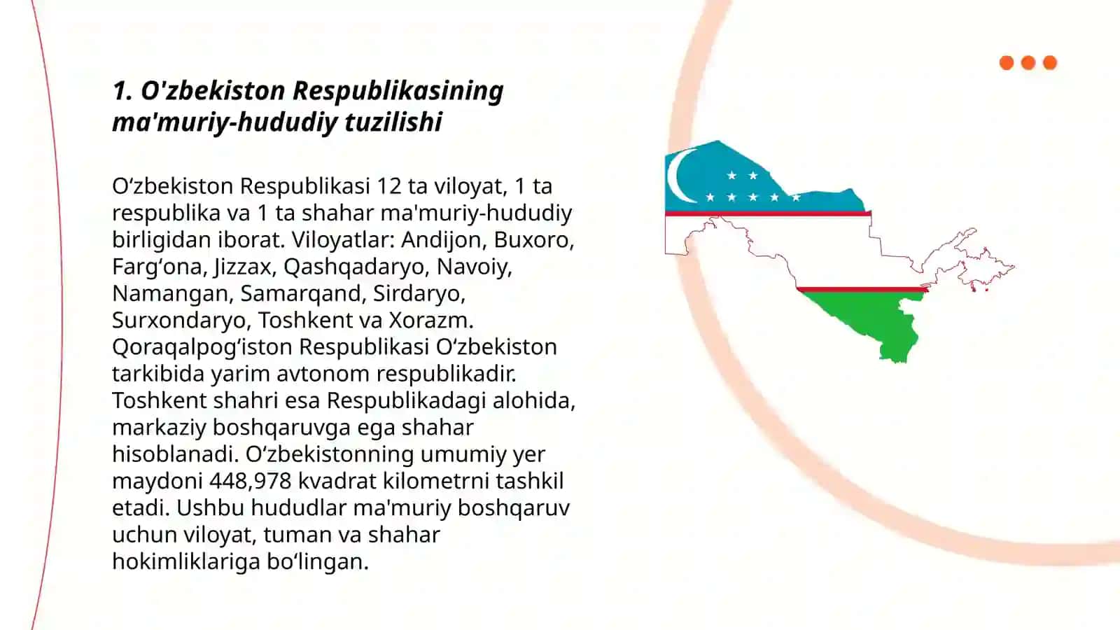 O'zbekiston Respublikasi mintaqaviy tuzilishi va Qoraqalpog'iston Respublikasi 3