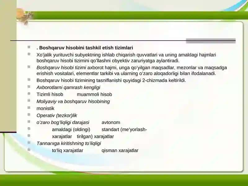 Boshqaruv Xisobini Tashkil Etish 3
