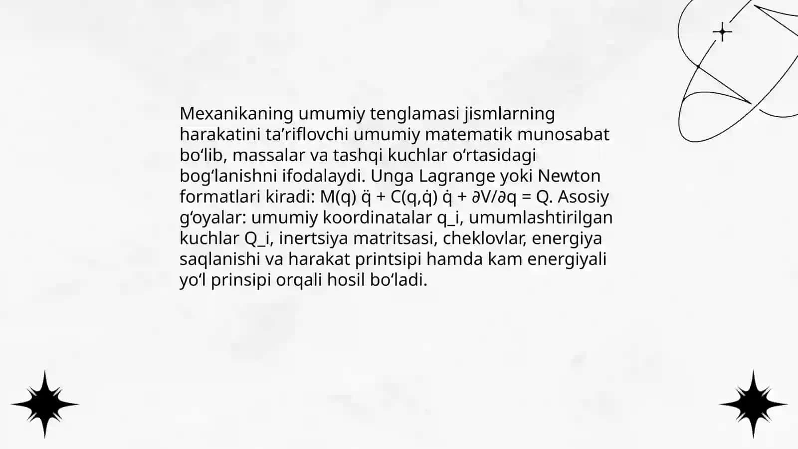 Mexanikaning umumiy tenglamasi 3