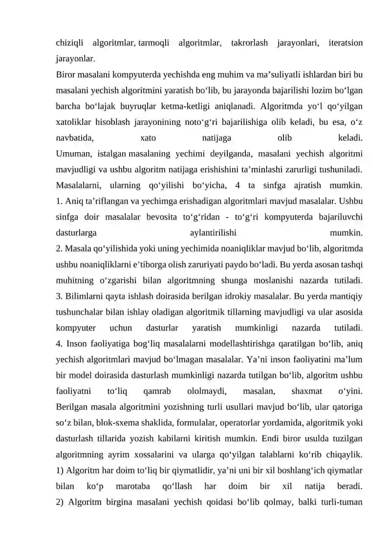 Algoritm tushunchasi va uning xossalari 3