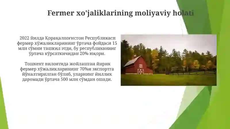 Fermer xo'jaliklarining moliyaviy holati 3