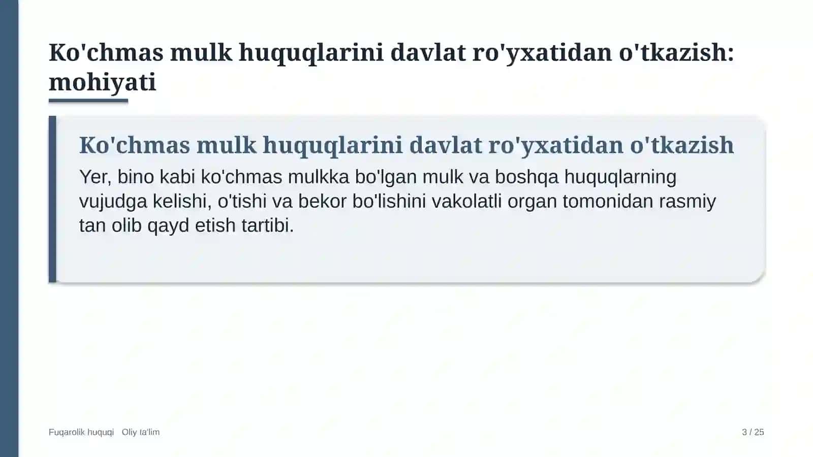 Fuqarolik huquqi · Oliy ta'lim 3