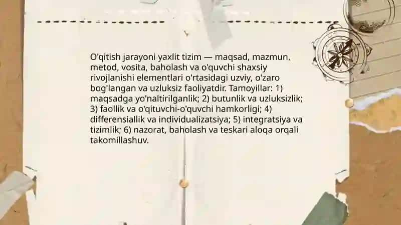 O'qitish jarayoni yaxlit tizim 3