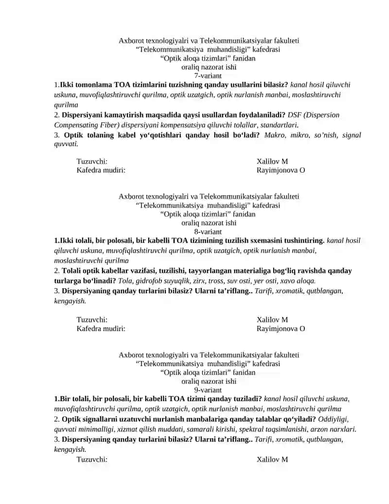 Optik aloqa tizimlari 3