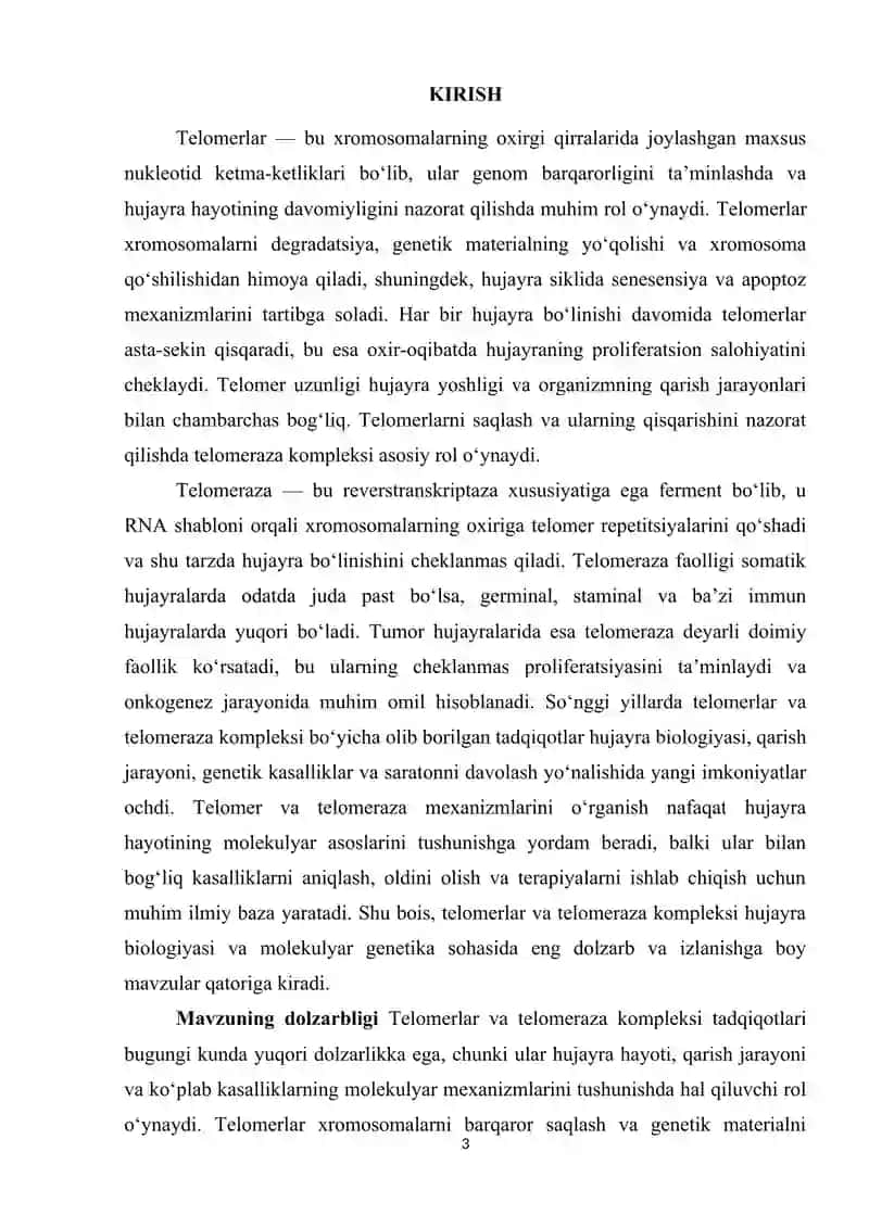 Telomerlar va telomeraza kompleksi 3