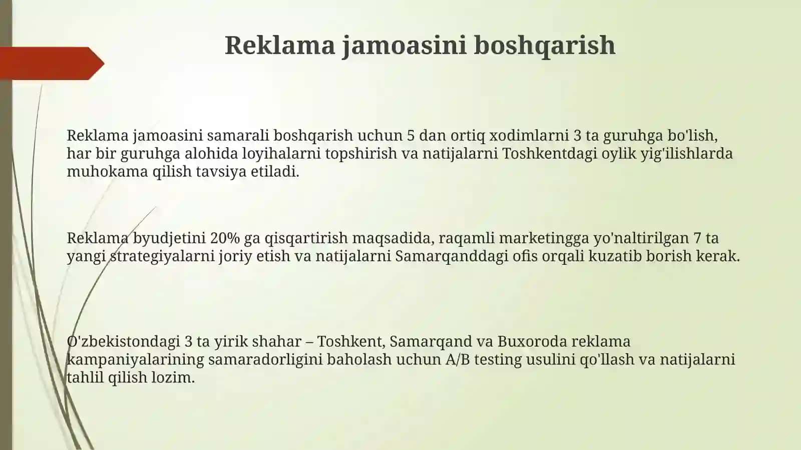 Reklama Faoliyatini Tashkil etish 3