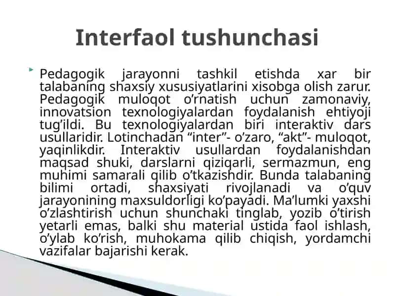 Interfaol metodlar va ularning tasnifi 3