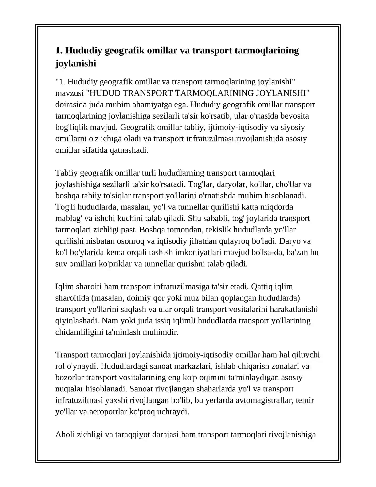HUDUD TRANSPORT TARMOQLARINING JOYLANISHI 3