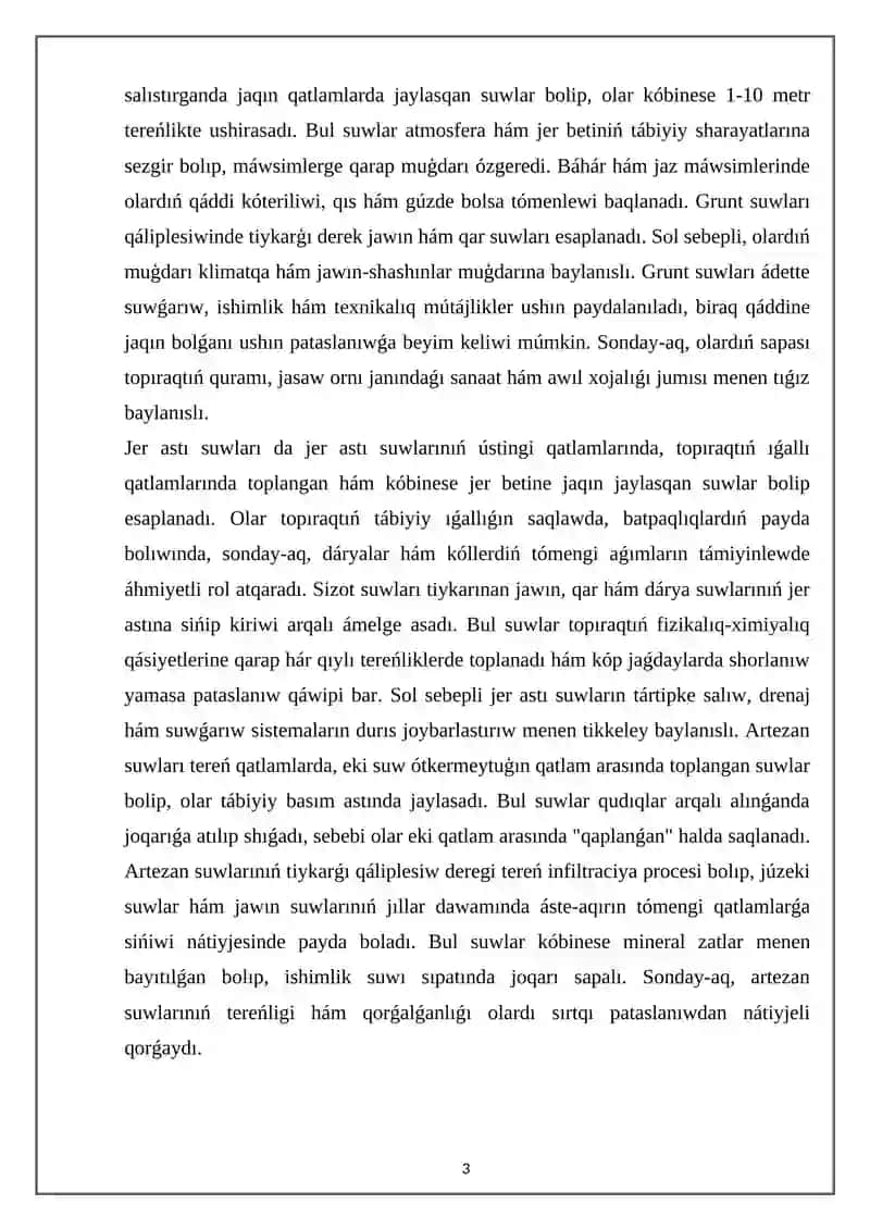 Jer astı suwları hám olardıń túrleri 3