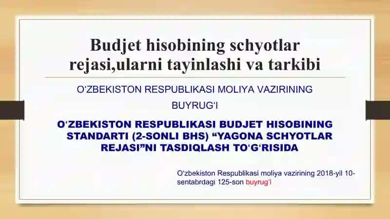 Budjet hisobining schyotlar rejasi va uning qo'llanishi 3