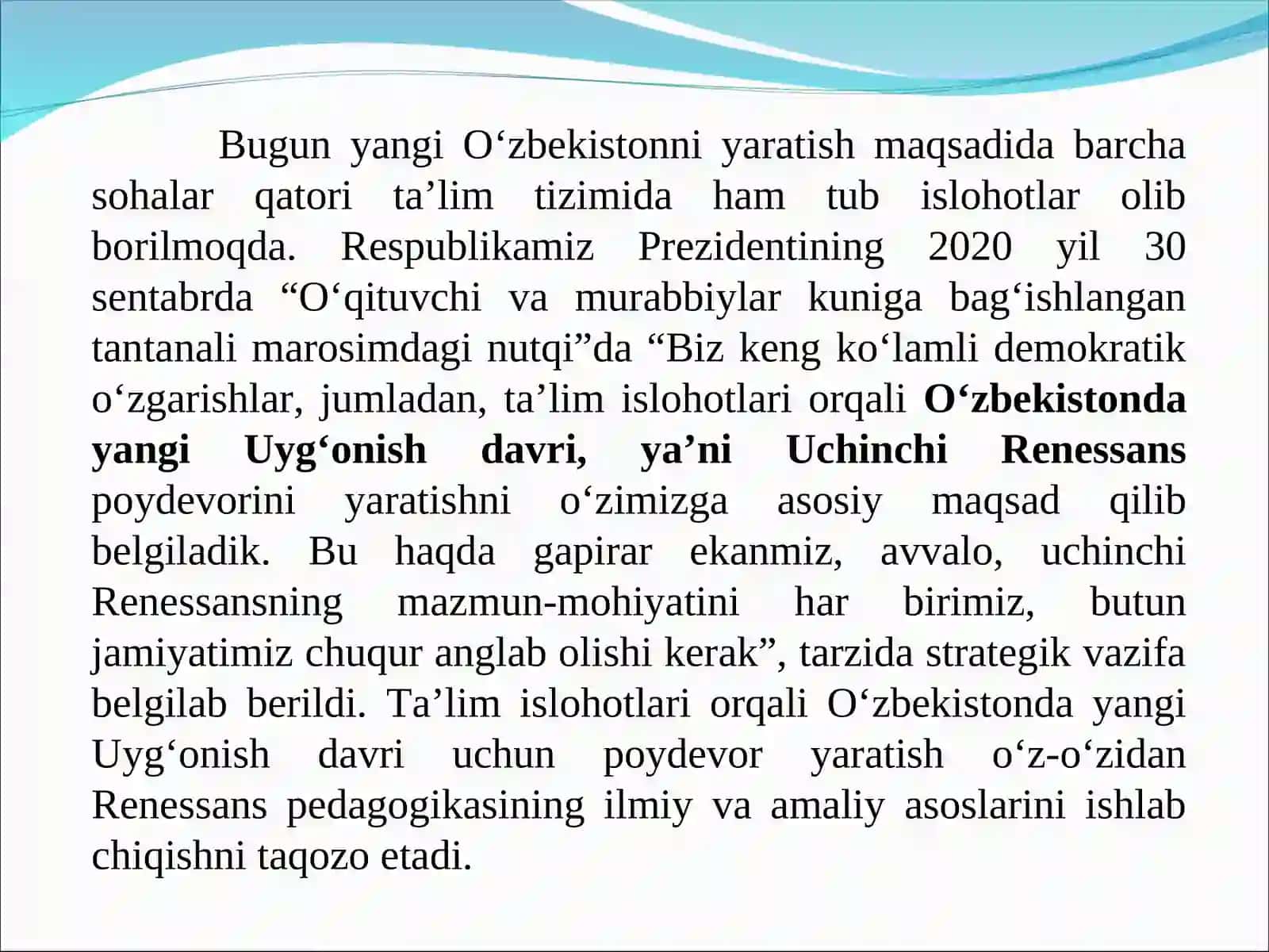 Uchinchi Renessans – Yangi O‘zbekiston taraqqiyotining tamal toshi 3