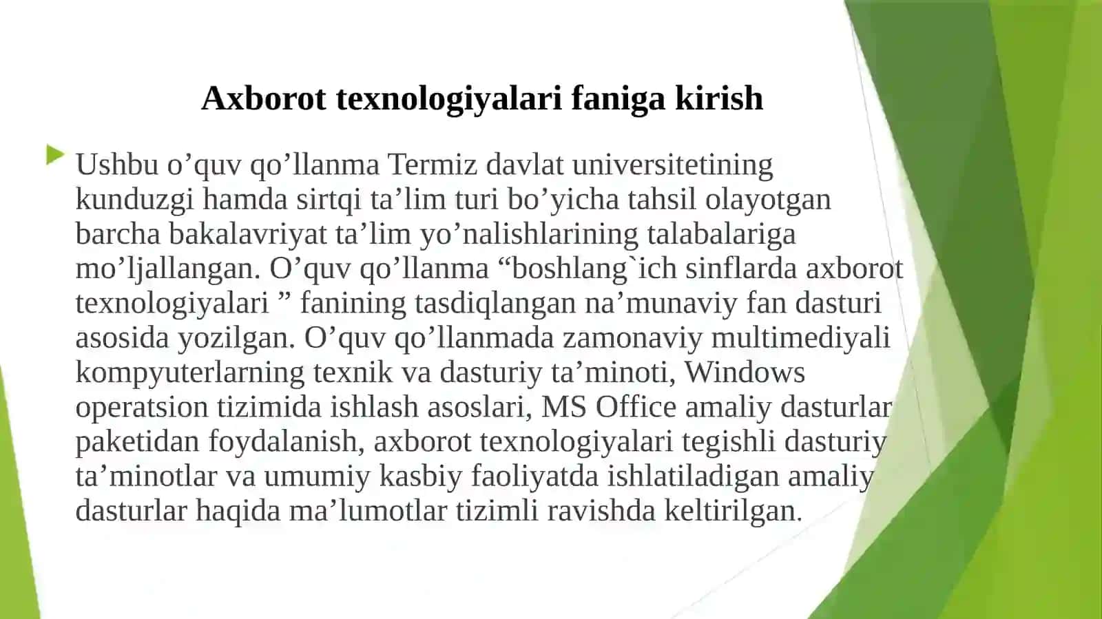 Axborot texnologiyalari faniga kirish 3