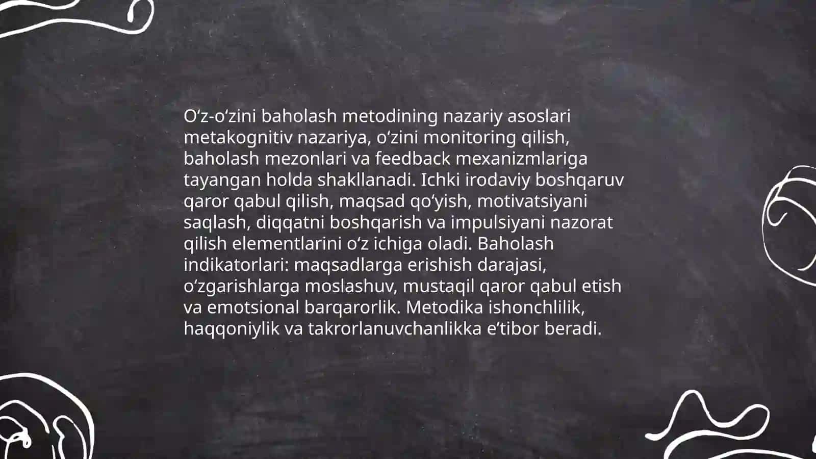 Oʻz oʻzini baholash metodi 3