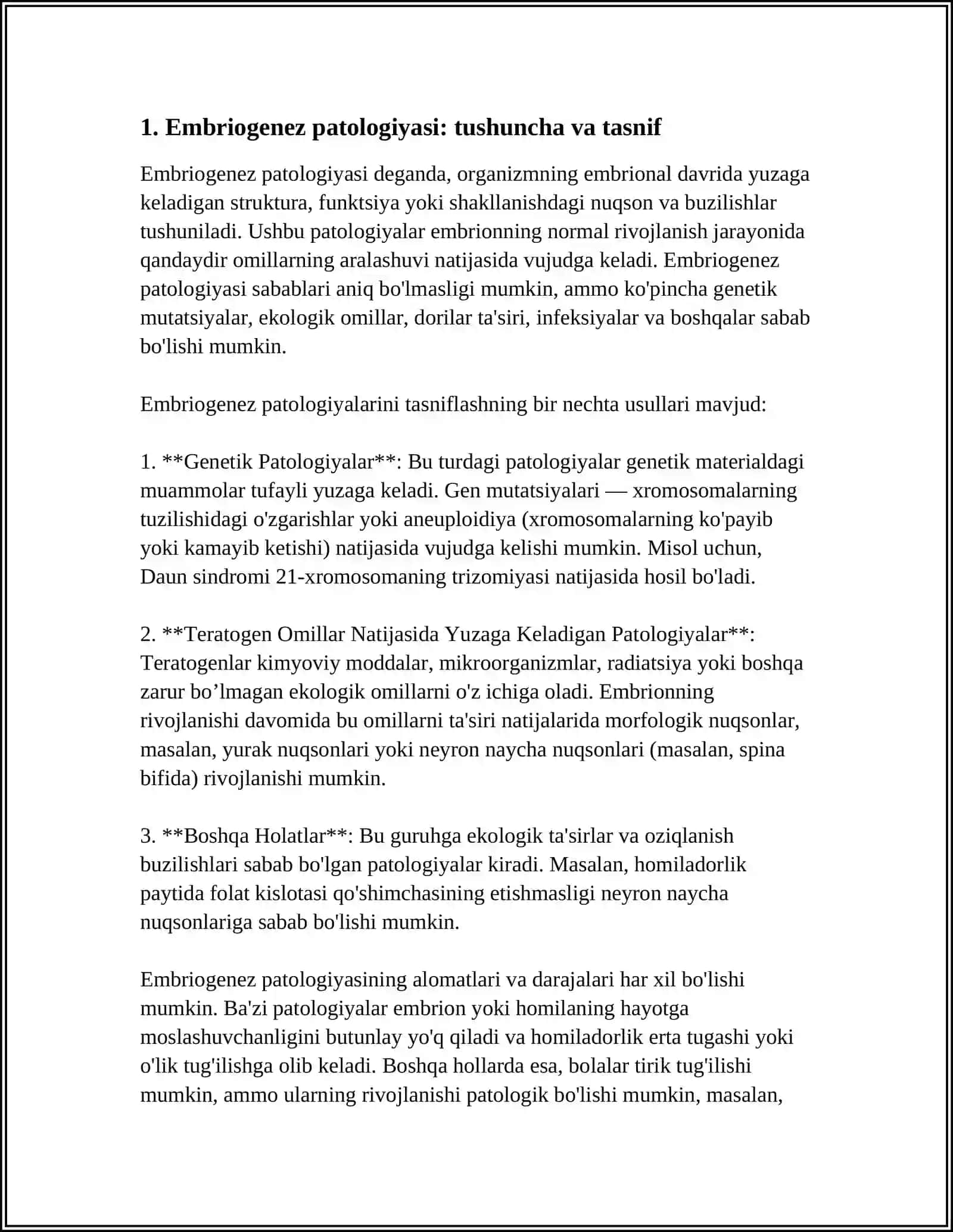 EMBRIOGENEZ PATOLOGIYASI 3