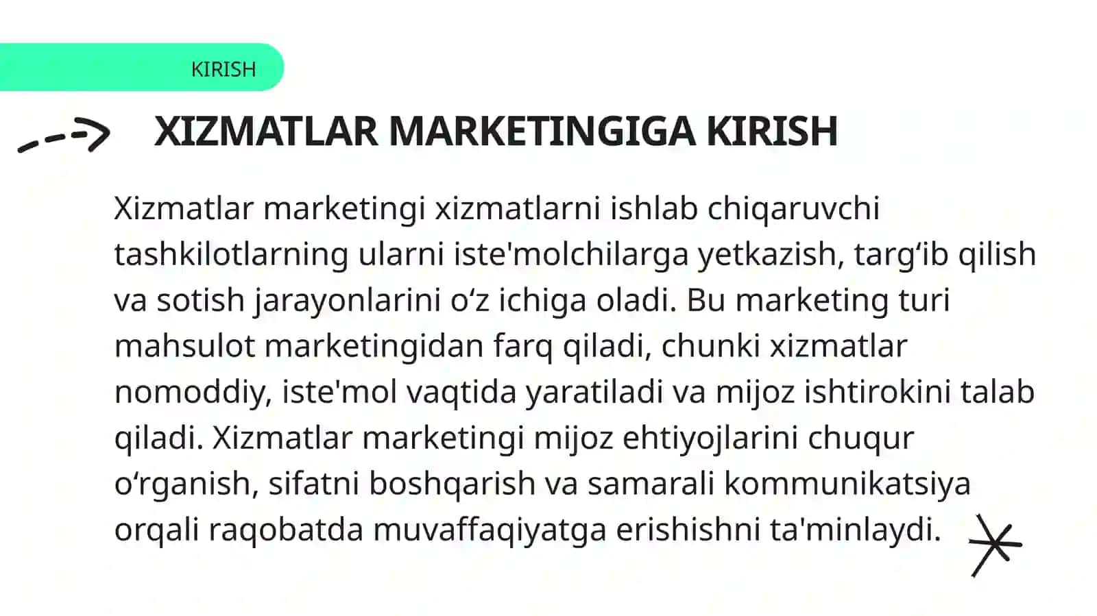 Xizmatlar marketingi va ularning xususiyatlari. 3