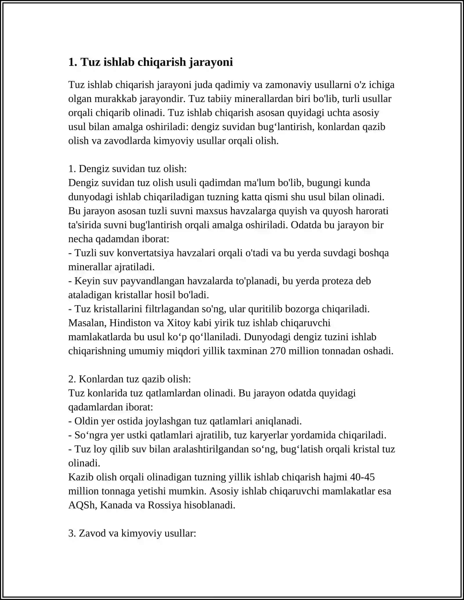 MUSTAQIL ISH Mavzu: TUZLAR 3