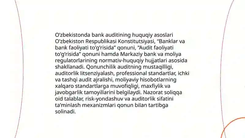 Oʻzbekiston bank auditining huquqiy-iqtisodiy asoslari va rivojlanishi 3