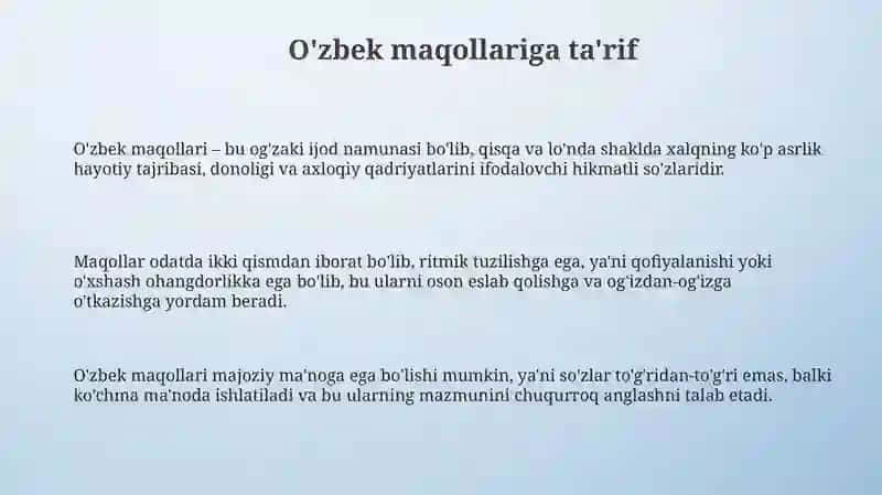 O'zbek xalq maqollari 3
