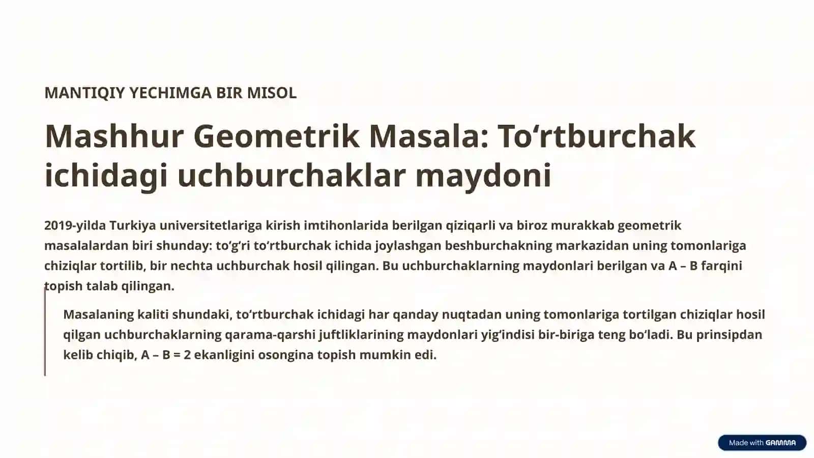 Geometrik Masalalar va Ularni Yechish Usullari 3