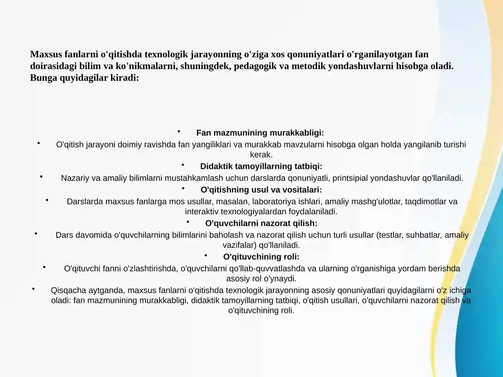 Maxsus fanlarni o’qitish metodikasi fani 3