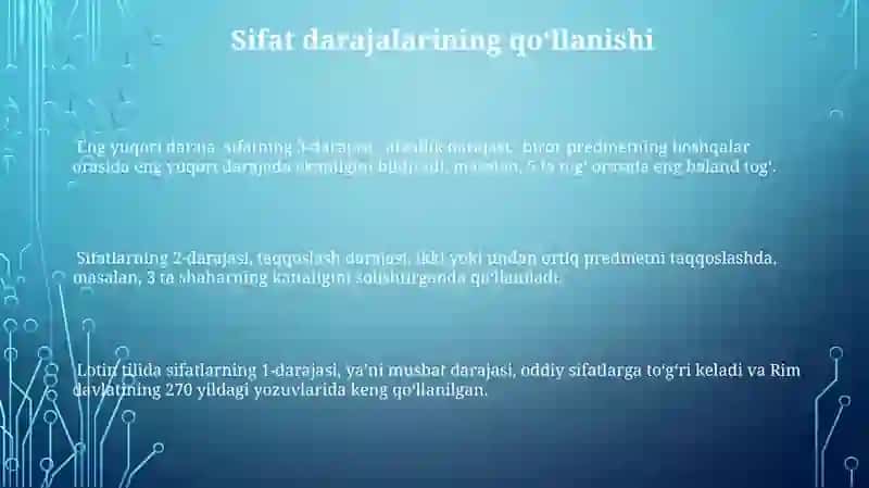 Lotin tilida sifat darajalar tasnifi 3