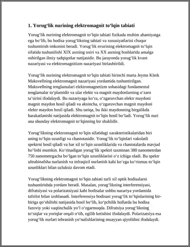 YORUGʻLIK NURINING TABIATI 3