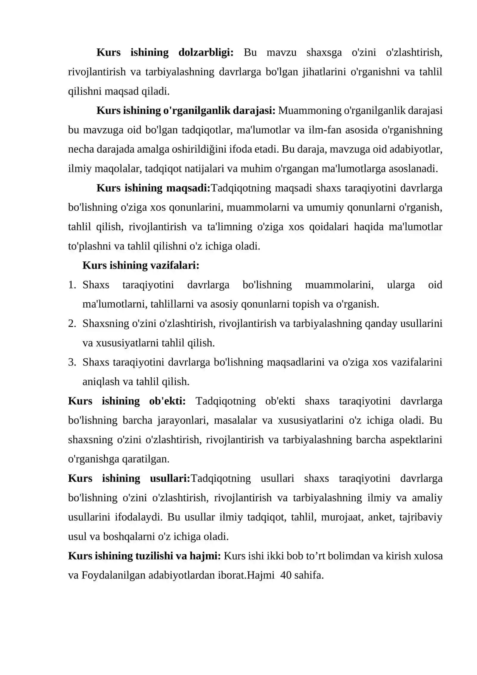 SHAXS TARAQQIYOTINI DAVRLARGA BÔLISH 3