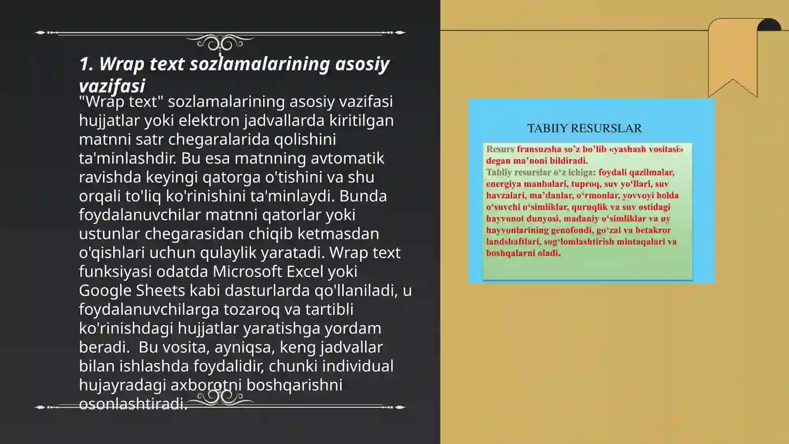 Wrap text sozlamalaridan foydalanish 3