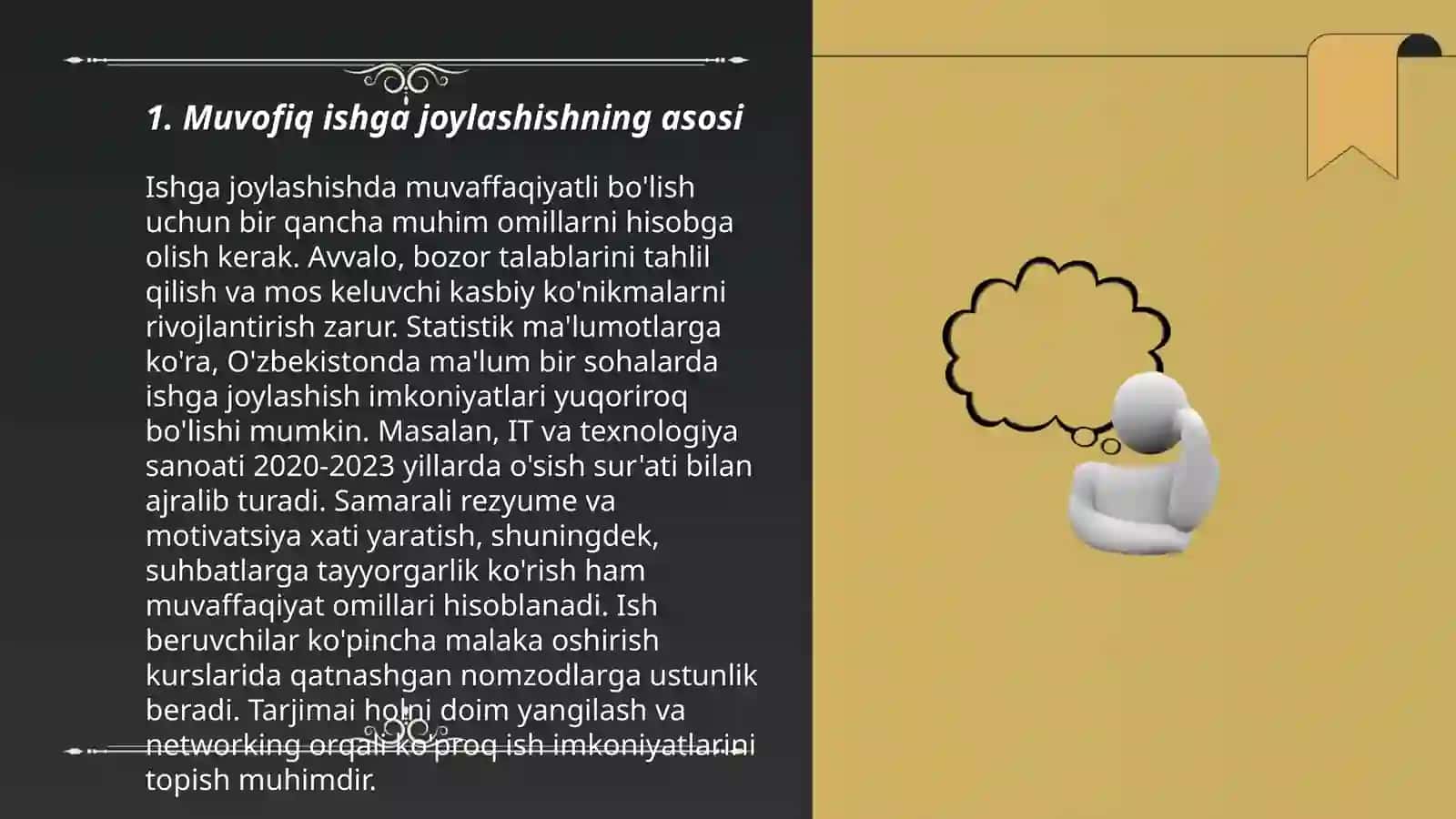 Munosib ish oʻrnini egallash 3