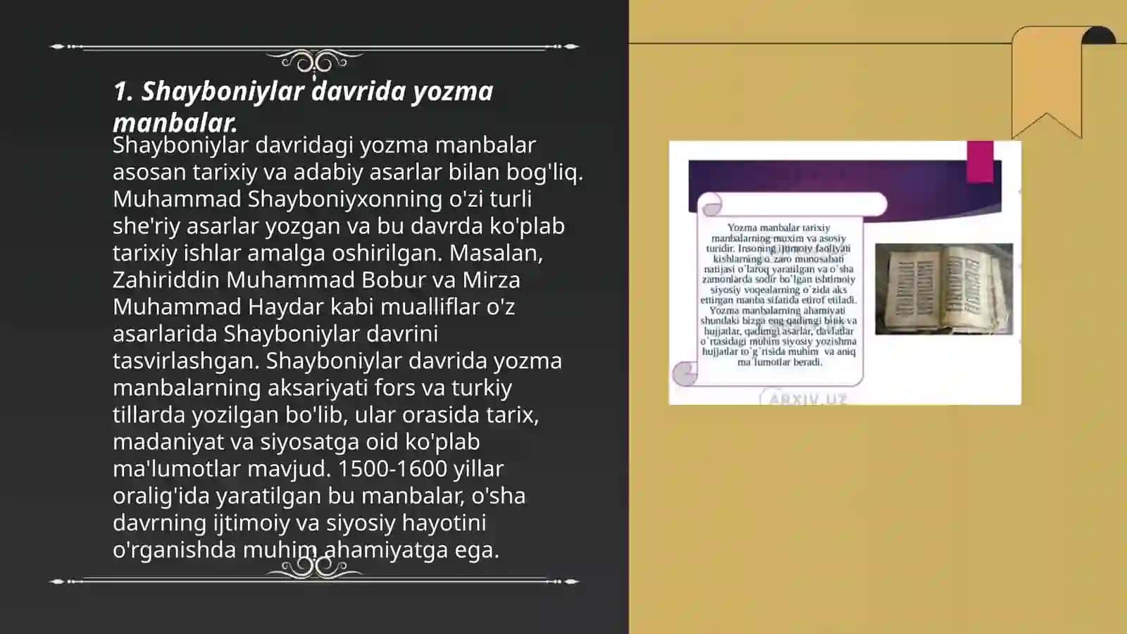 Shayboniylar davriga oid yozma manbalar 3