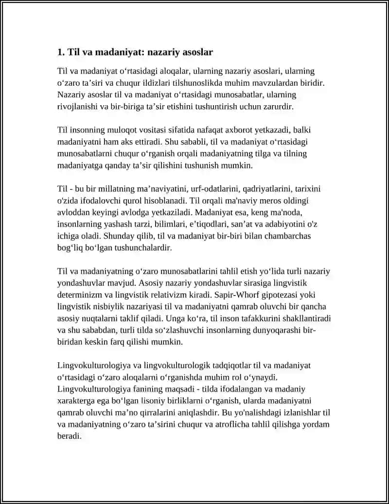 TIL VA MADANIYAT. LINGVOMADANIYATSHUNOSLIKNING OʻRNI VA AHAMIYATI 3