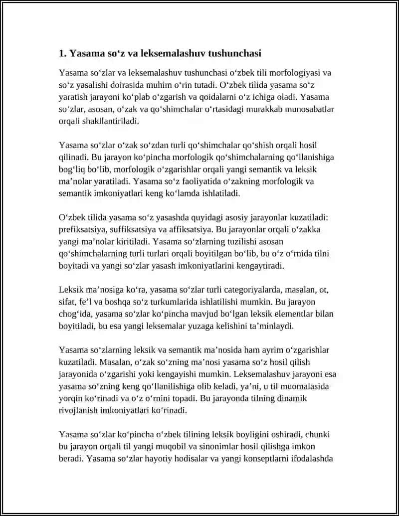 OʻZBEK TILIDA YASAMA SOʻZNING LEKSEMALASHUVI 3