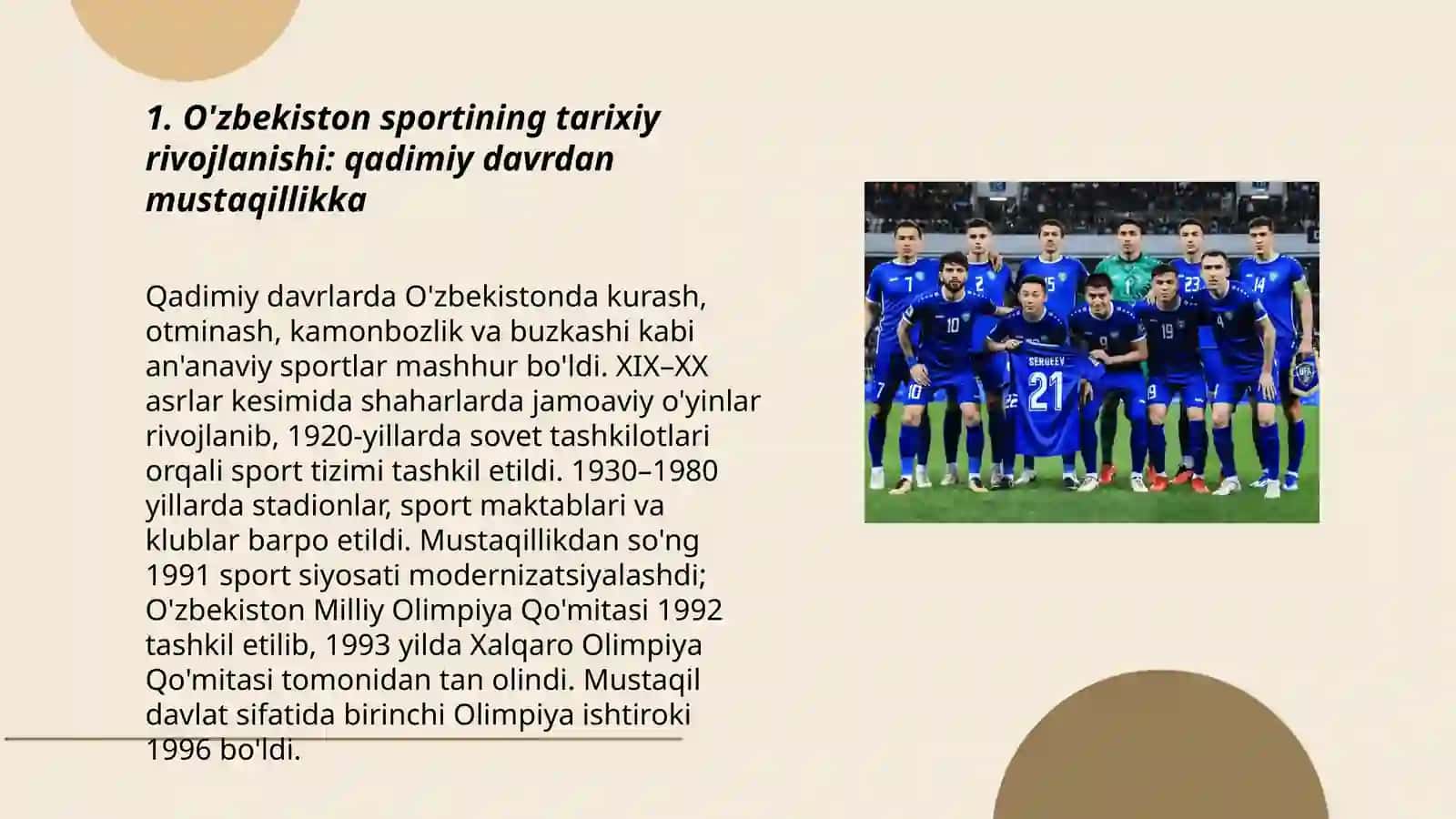 O'zbekiston sporti rivojlanishi, tarixi va natijalari 3