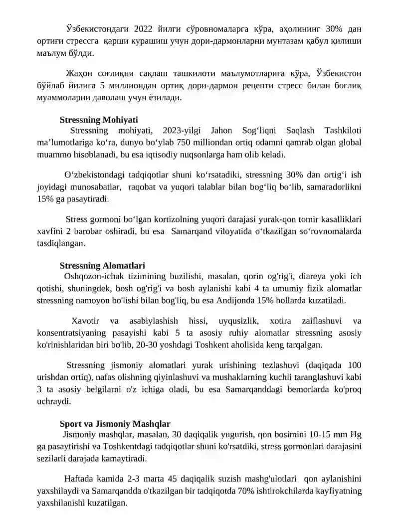 Stressga Qarshi Kurash Usullari 3