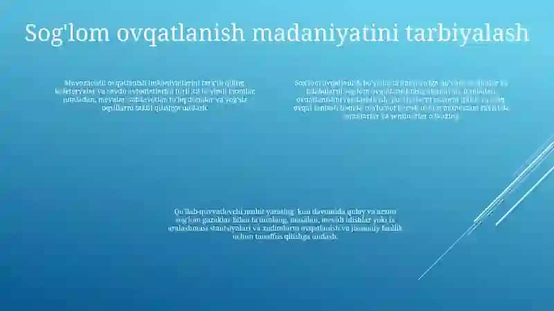 Sog‘lom Ovqatlanish Sharoitini Yaratish 3