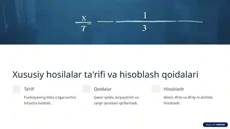 Ko‘p o‘zgaruvchili murakkab funksiyaning hosilasi 3