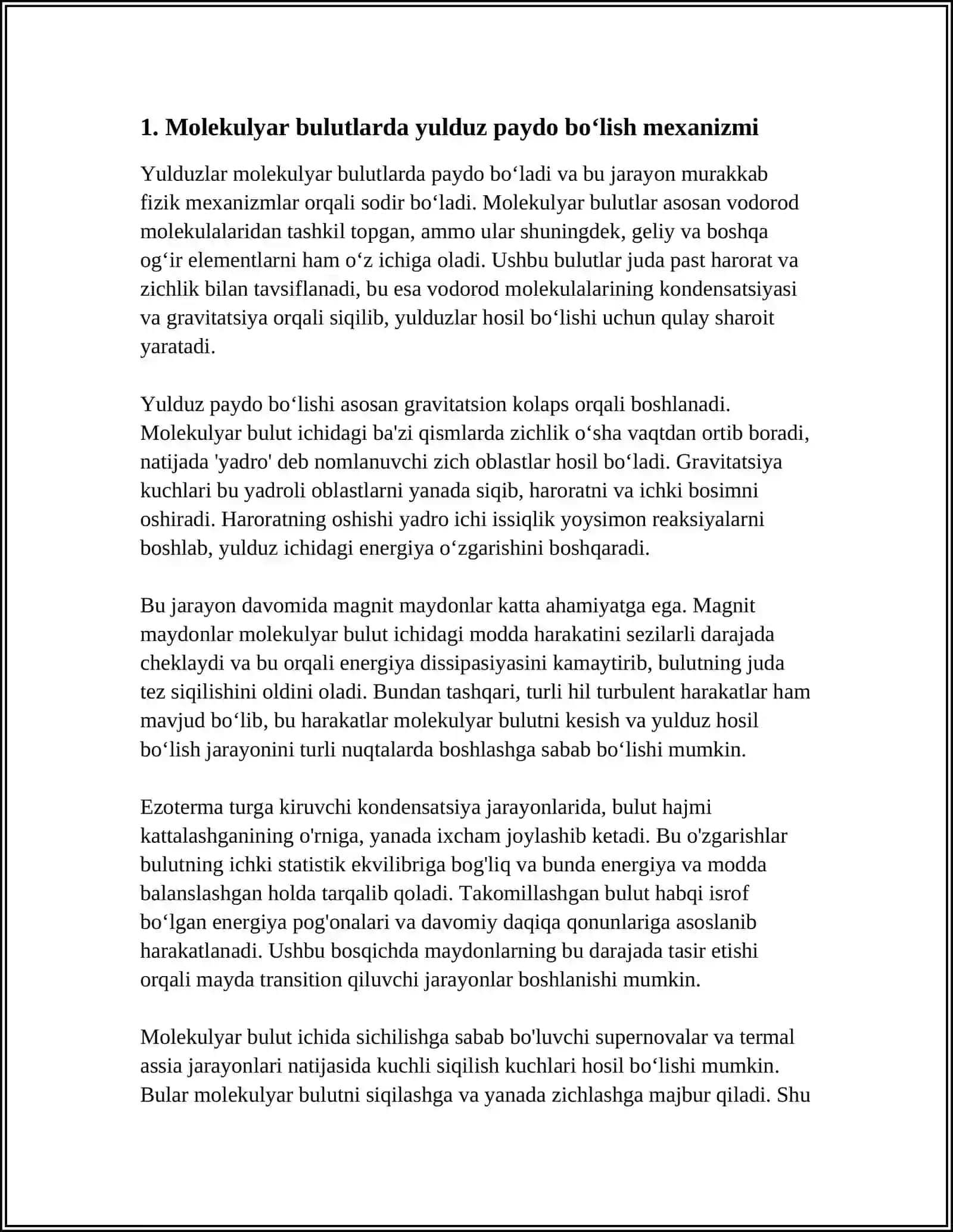 YULDUZLARNING PAYDO BOʻLISHI VA EVOLYUTSIYASI 3