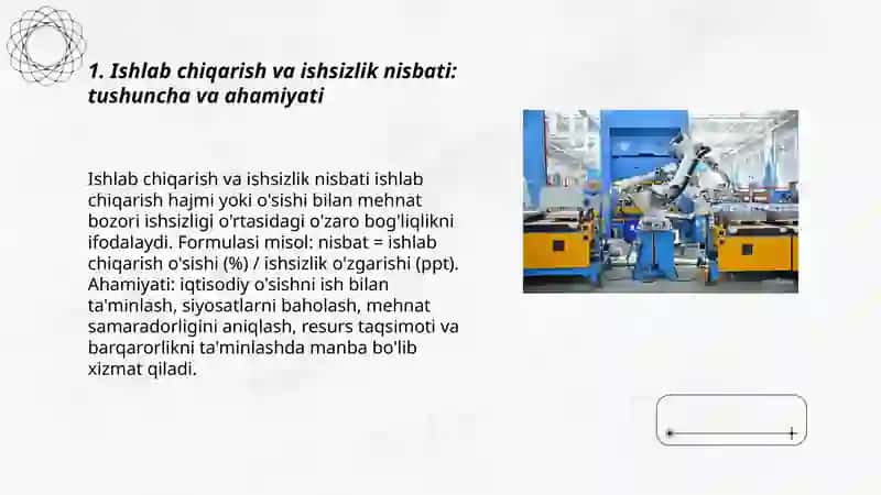 Ishlab chiqarish va ishsizlik nisbati 3