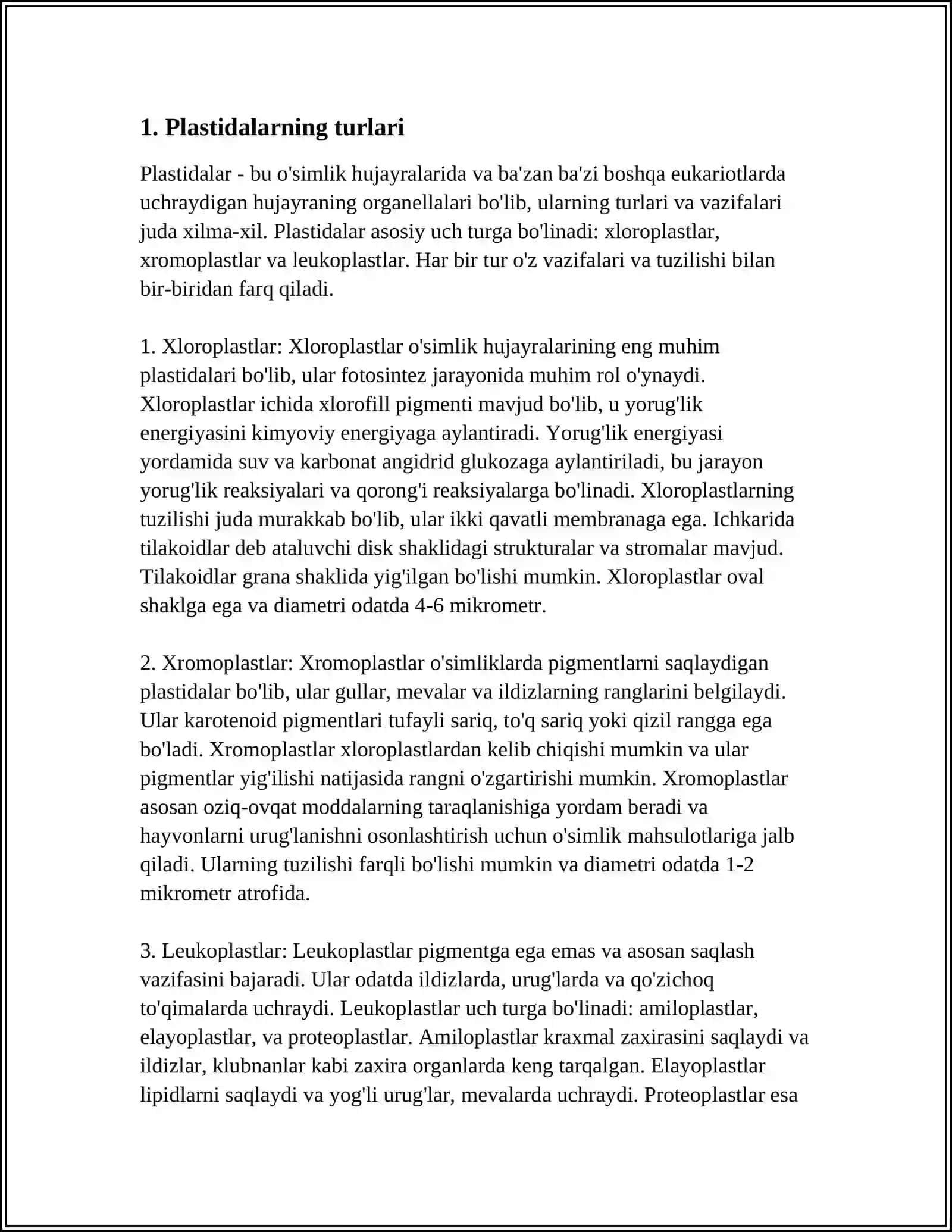 PLASTIDALARNING TURLARI VA ULARNING VAZIFALARI 3