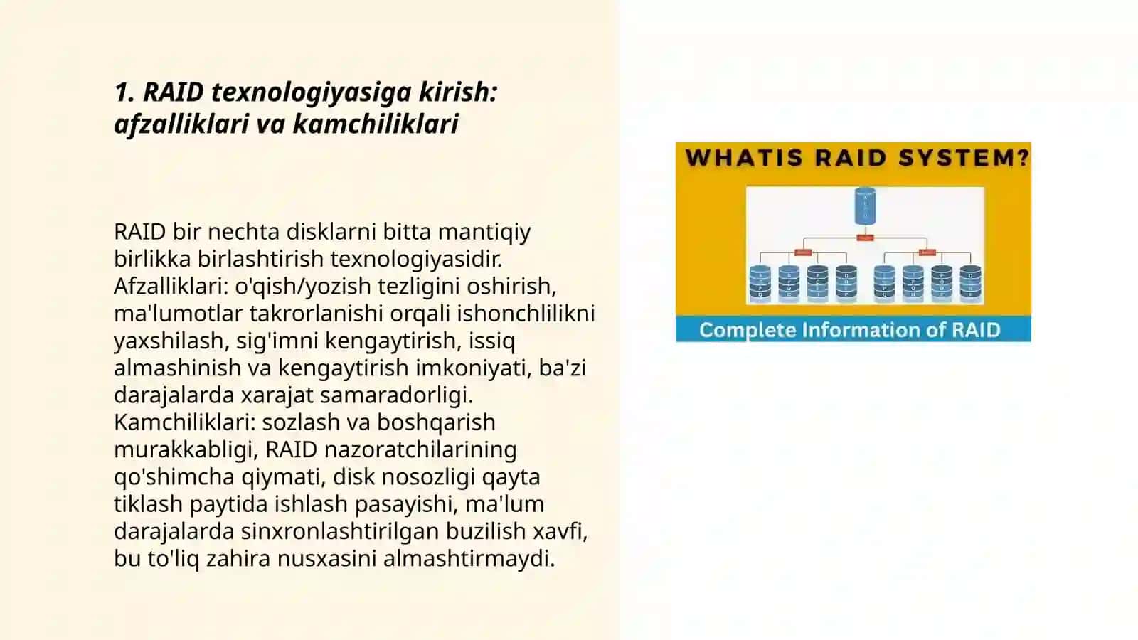 RAID texnologi-yasining afzalligi va kamchiligi 3