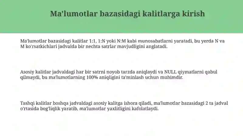 Ma'lumotlarbazasidakalitlar 3