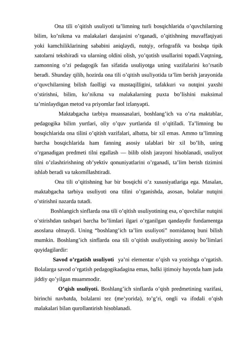 Ona tili o’qitish usuliyoti – pedagogik fan 3