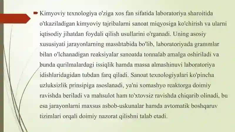 Kimyoviy texnologiya fanining rivojlanishi 3