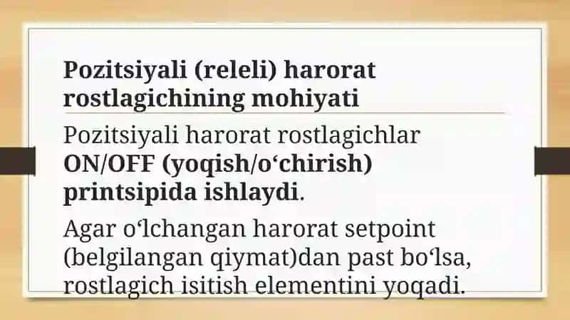 Pozitsiyali(releli) harorat rostlagichlari 3