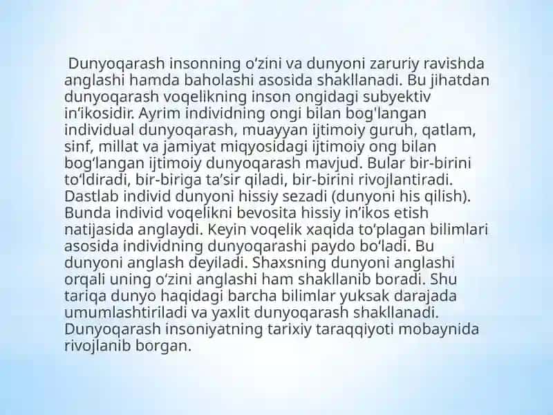 MUTAXASSISNING DUNYOQARASH MAVQEI 3